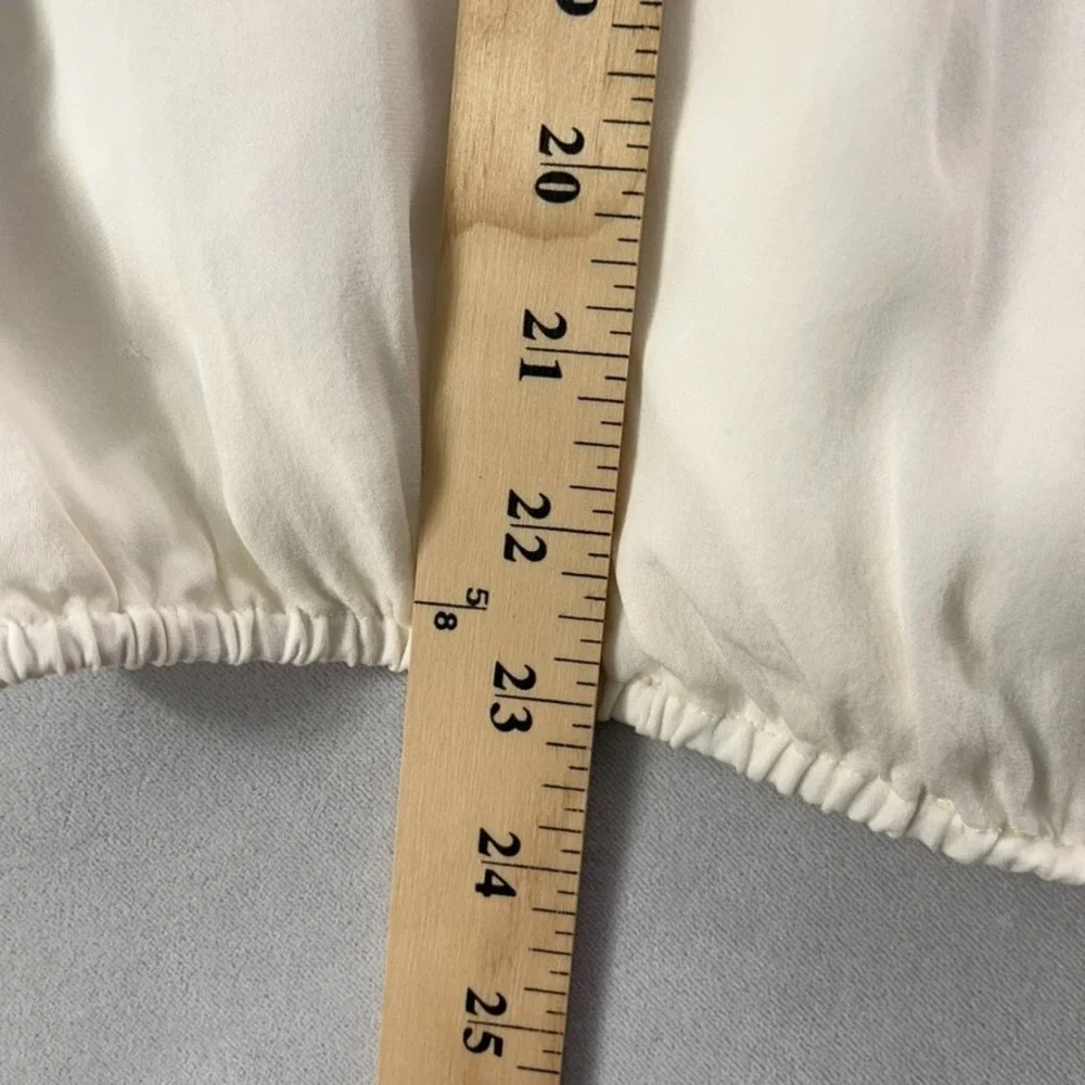 Cami NYC Top Women Medium White 100% Silk Long Sleeve V-Neck Lace Trim NEW - Picture 15 of 15